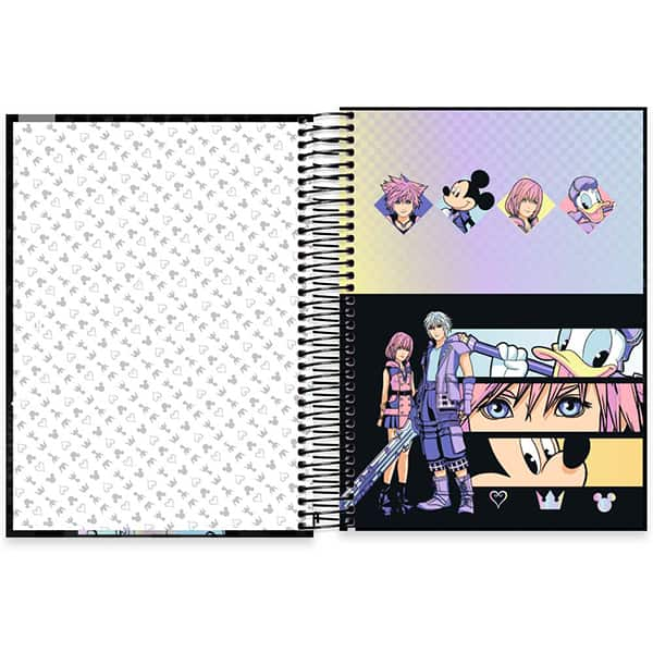 Caderno Universitário Capa Dura, 10 x 1, 160 Folhas, Kingdom Hearts, 2525953, Spiral Dkh - PT 1 UN