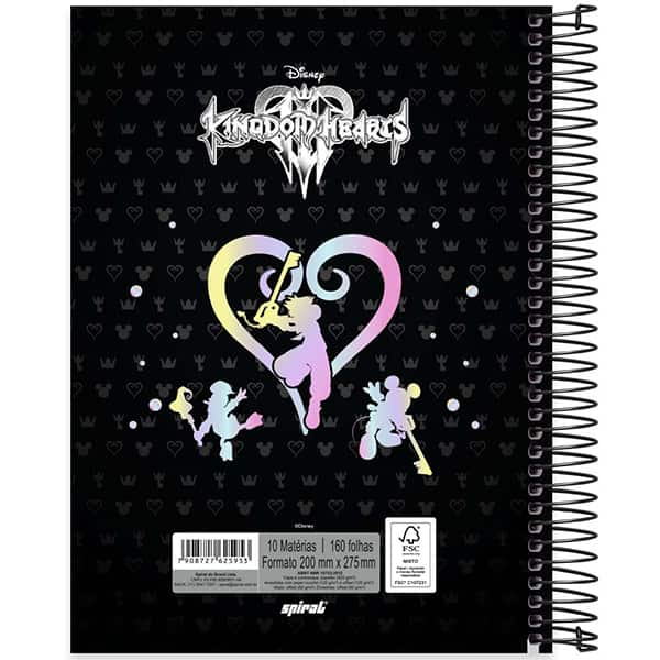 Caderno Universitário Capa Dura, 10 x 1, 160 Folhas, Kingdom Hearts, 2525953, Spiral Dkh - PT 1 UN