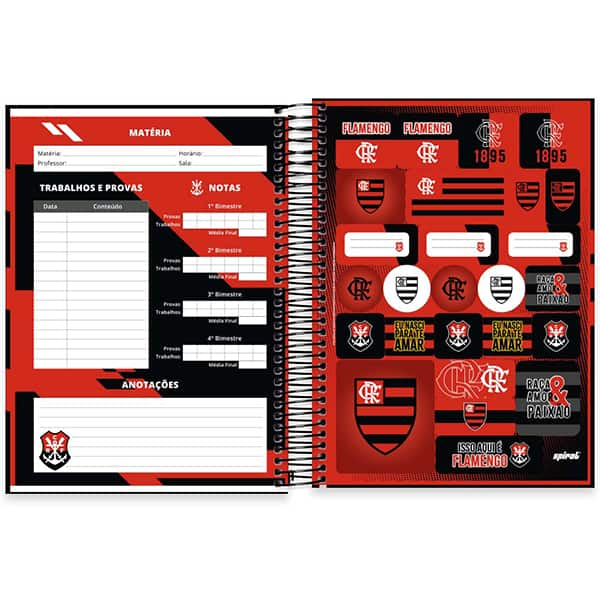 Caderno Universitário Capa Dura, 10 x 1, 160 Folhas, Flamengo, 2525984, Spiral Fla - PT 1 UN