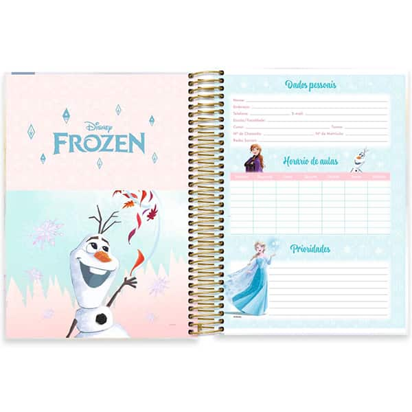 Caderno Universitário Capa Dura 10x1 160 Folhas Frozen Disney Spiral - PT 1 UN