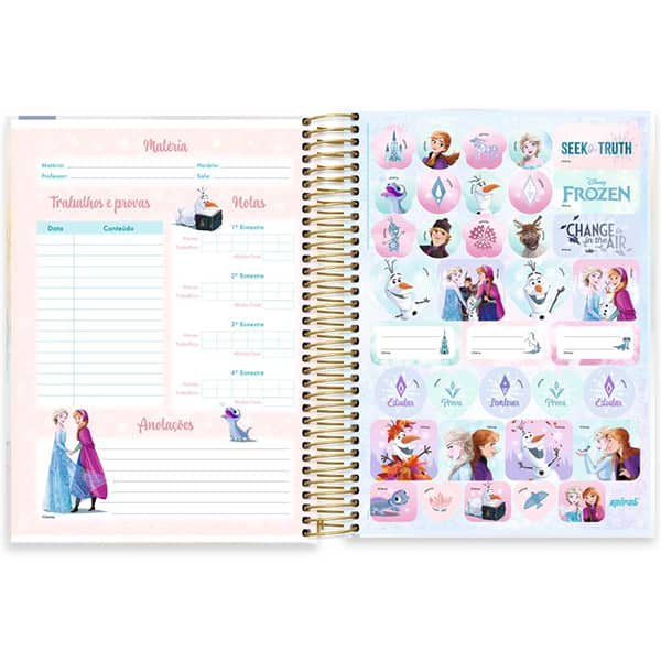 Caderno Universitário Capa Dura 10x1 160 Folhas Frozen Disney Spiral - PT 1 UN