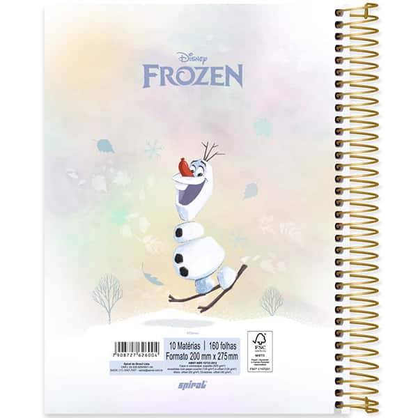 Caderno Universitário Capa Dura, 10 x 1, 160 Folhas, Frozen, 2526004, Spiral Frz - PT 1 UN