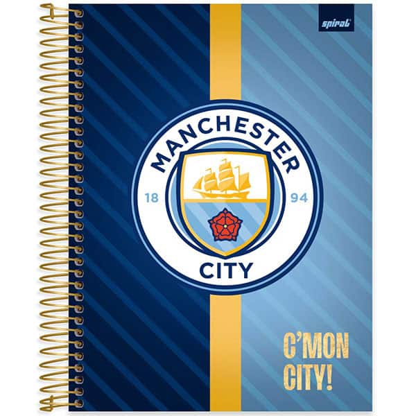 Caderno Universitário Capa Dura, 10 x 1, 160 Folhas, Manchester City, 2526059, Spiral Mc - PT 1 UN