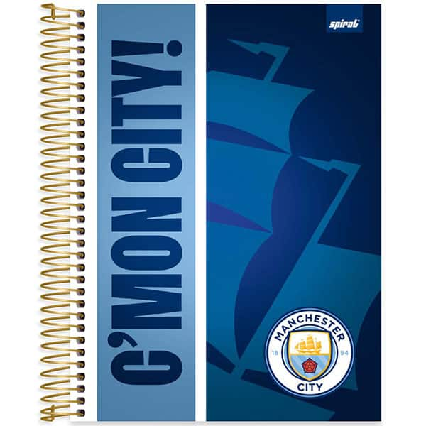 Caderno Universitário Capa Dura, 10 x 1, 160 Folhas, Manchester City, 2526066, Spiral Mc- PT 1 UN