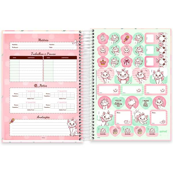 Caderno Universitário Capa Dura 10x1 160 Folhas Marie Disney Spiral - PT 1 UN