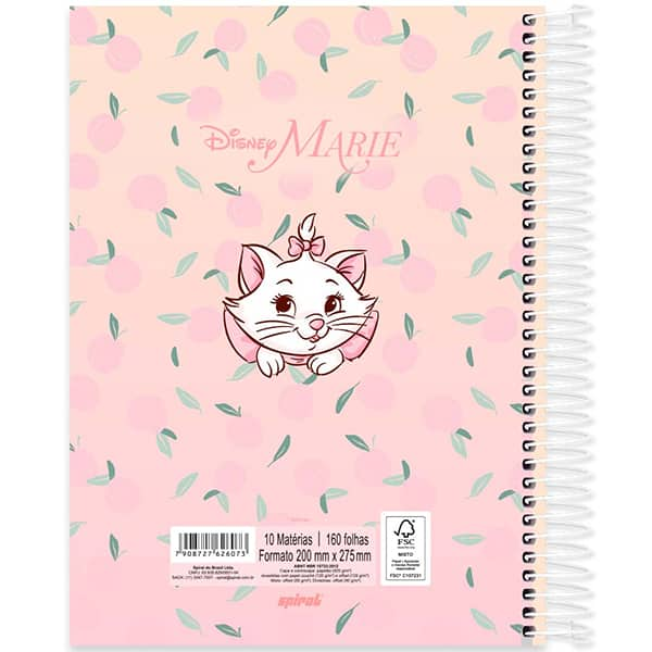 Caderno Universitário Capa Dura 10x1 160 Folhas Marie Disney Spiral - PT 1 UN