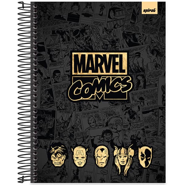 Caderno Universitário Capa Dura, 10 x 1, 160 Folhas, Marvel Comics, 2526080, Spiral Mv - PT 1 UN