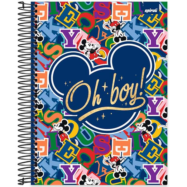 Caderno Universitário Capa Dura, 10 x 1, 160 Folhas, Mickey Clássico, 2526097, Spiral Mk - PT 1 UN