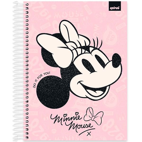 Caderno Universitário Capa Dura, 10 x 1, 160 Folhas, Minnie Clássica, 2526103, Spiral Mn - PT 1 UN