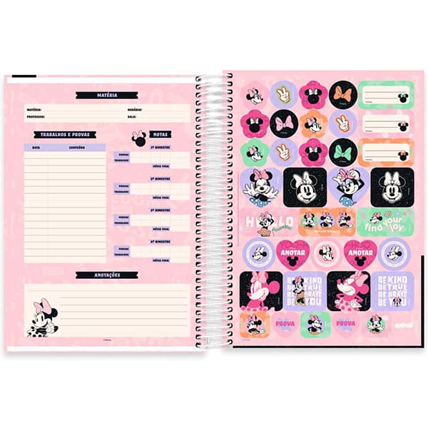 Caderno Universitário Capa Dura, 10 x 1, 160 Folhas, Minnie Clássica, 2526103, Spiral Mn - PT 1 UN