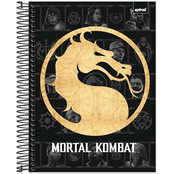 Caderno Universitário Capa Dura, 10 x 1, 160 Folhas, Mortal Kombat, 2526110, Spiral Mtk - PT 1 UN