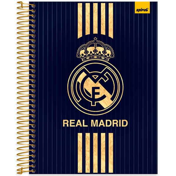 Caderno Universitário Capa Dura, 10 x 1, 160 folhas, Real Madrid, 2526141, Spiral Rea - PT 1 UN