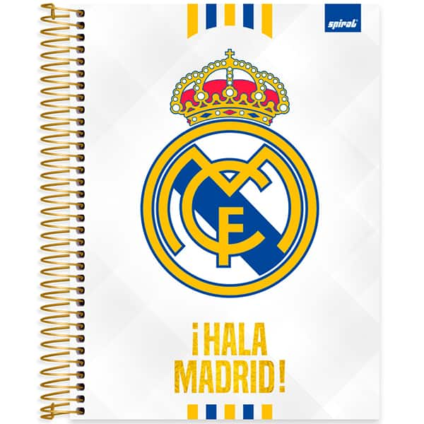 Caderno Universitário Capa Dura, 10 x 1, 160 folhas, Real Madrid, 2526158, Spiral Rea - PT 1 UN