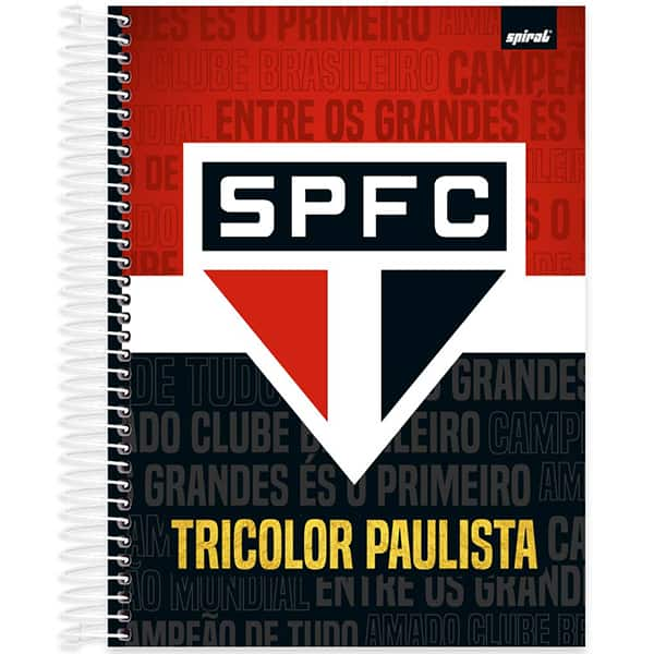 Caderno Universitário Capa Dura, 10 x 1, 160 Folhas, São Paulo FC, 2526172, Spiral SPFC - PT 1 UN