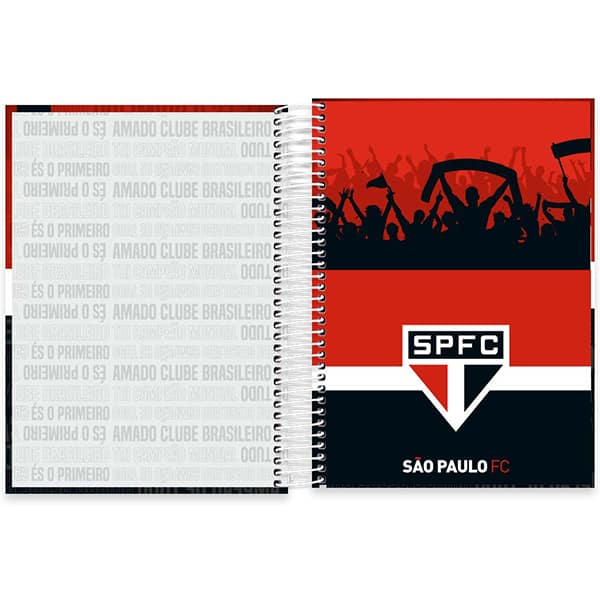 Caderno Universitário Capa Dura, 10 x 1, 160 Folhas, São Paulo FC, 2526172, Spiral SPFC - PT 1 UN