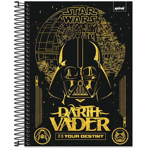 Caderno Universitário Capa Dura, 10 x 1, 160 Folhas, Star Wars, 2526189, Spiral Starw - PT 1 UN