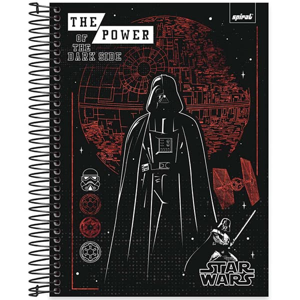 Caderno Universitário Capa Dura, 10 x 1, 160 Folhas, Star Wars, 2526196, Spiral Starw - PT 1 UN