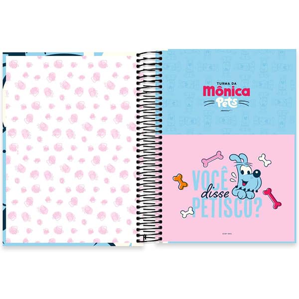 Caderno Universitário Capa Dura, 10 x 1, 160 Folhas, Turma da Mônica Pets, Bidu, 2526202, Spiral Tdp - PT 1 UN