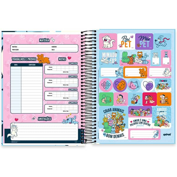 Caderno Universitário Capa Dura, 10 x 1, 160 Folhas, Turma da Mônica Pets, Bidu, 2526202, Spiral Tdp - PT 1 UN