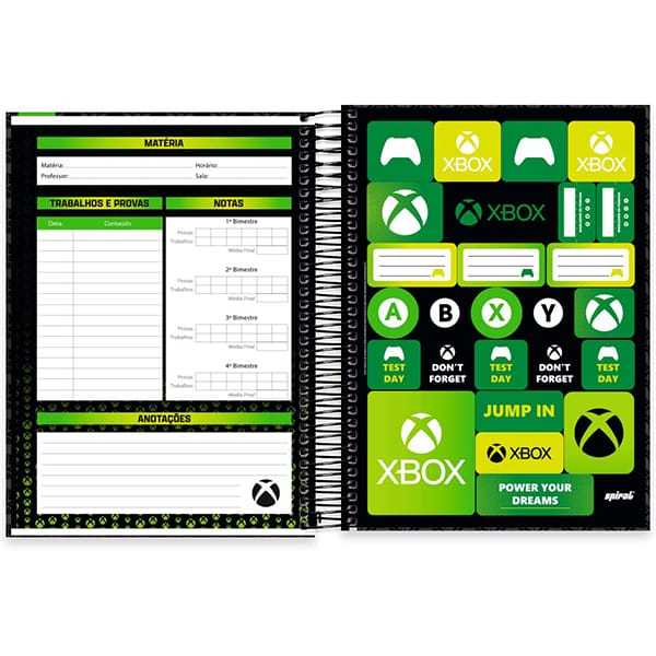 Caderno Universitário Capa Dura, 10 x 1, 160 Folhas, Xbox, 2526219, Spiral Xbox - PT 1 UN