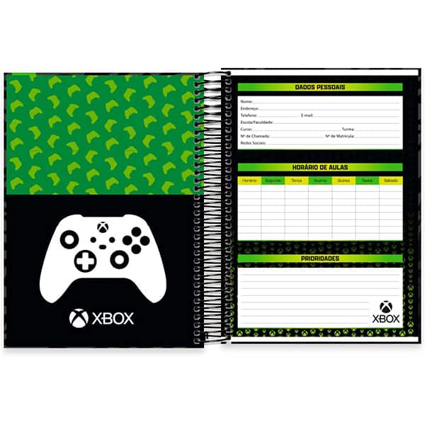 Caderno Universitário Capa Dura, 10 x 1, 160 Folhas, Xbox, 2526226, Spiral Xbox - PT 1 UN