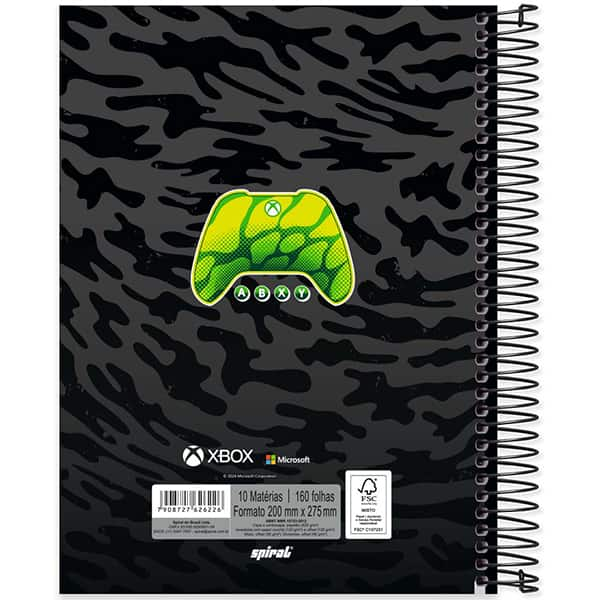 Caderno Universitário Capa Dura, 10 x 1, 160 Folhas, Xbox, 2526226, Spiral Xbox - PT 1 UN