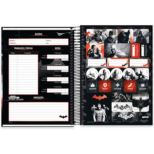 Caderno Universitário Capa Dura 15x1 240 Folhas Batman DC Game Spiral - PT 1 UN