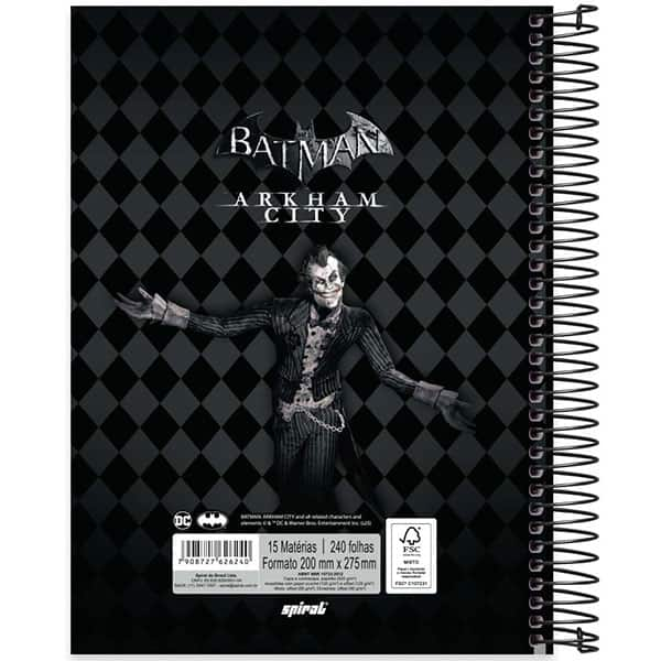 Caderno Universitário Capa Dura, 15 x 1, 240 Folhas, Batman Game, 2526240, Spiral Btg - PT 1 UN