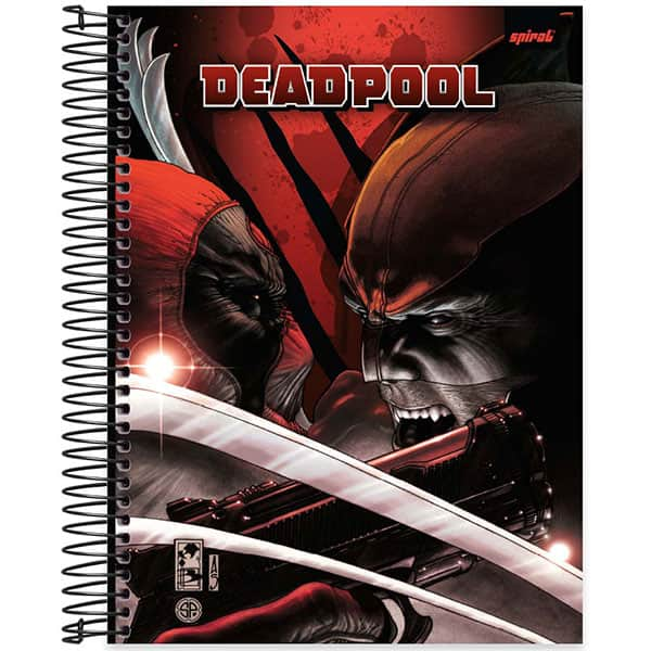 Caderno Universitário Capa Dura, 15 x 1, 240 Folhas, Deadpool, 2526257, Spiral Dea - PT 1 UN