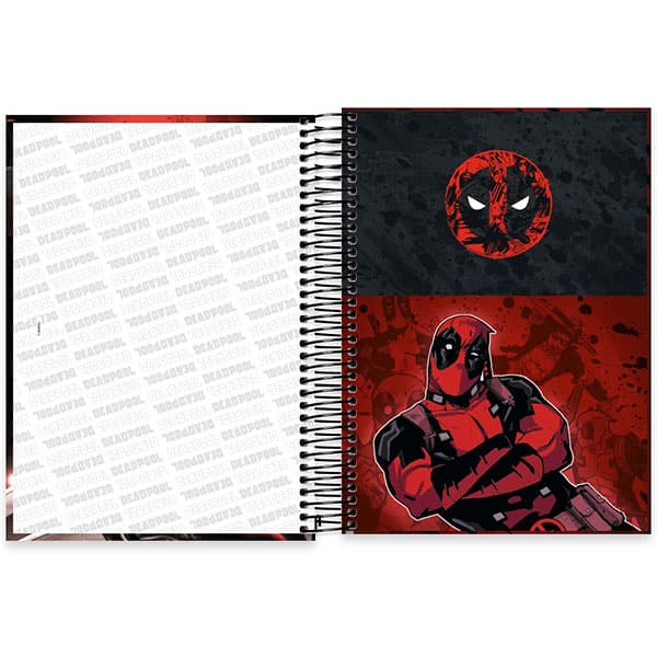 Caderno Universitário Capa Dura, 15 x 1, 240 Folhas, Deadpool, 2526257, Spiral Dea - PT 1 UN