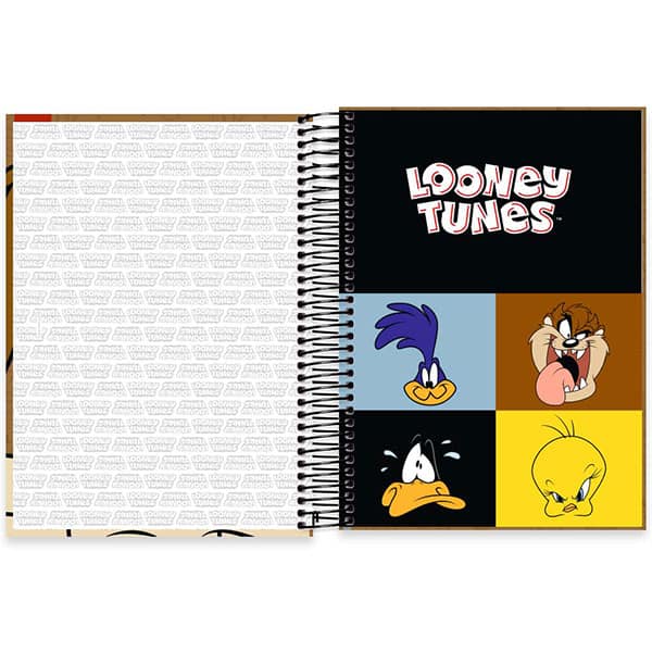 Caderno Universitário Capa Dura, 15 x 1, 240 Folhas, Looney Tunes, Coyote, 2526288, Spiral Lt - PT 1 UN