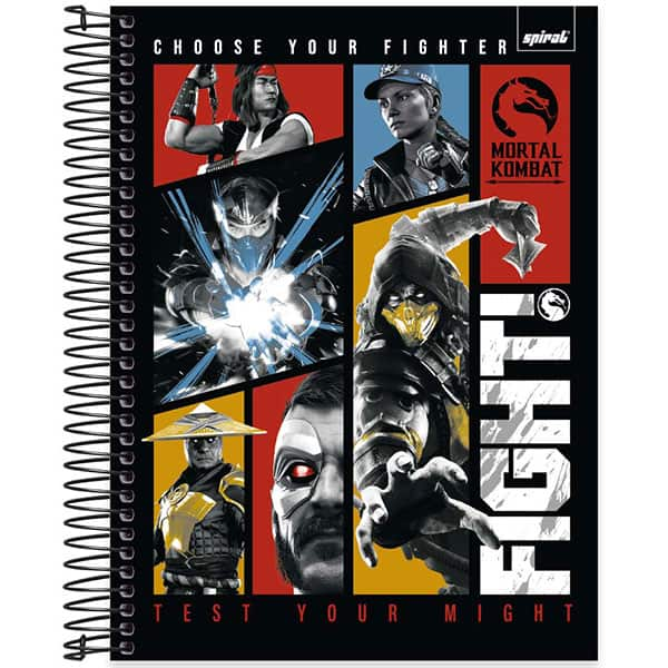 Caderno Universitário Capa Dura, 15 x 1, 240 Folhas, Mortal Kombat, 2526301, Spiral Mtk - PT 1 UN