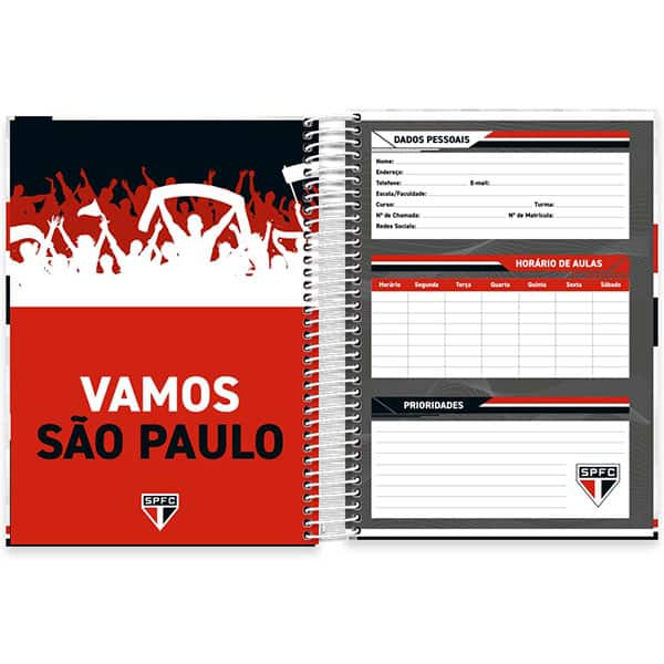 Caderno Universitário Capa Dura, 15 x 1, 240 Folhas, São Paulo FC, 2526332 Spiral SPFC - PT 1 UN