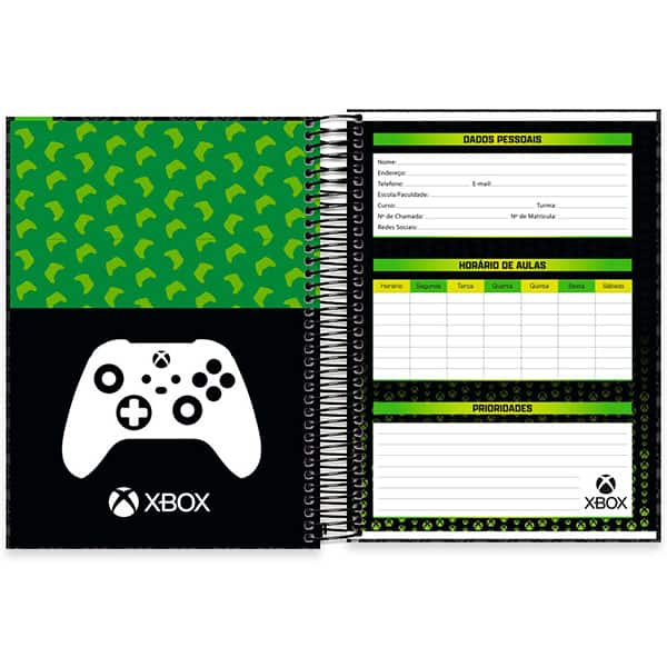 Caderno Universitário Capa Dura, 15 x 1, 240 Folhas, Xbox, 2526356, Spiral Xbox - PT 1 UN