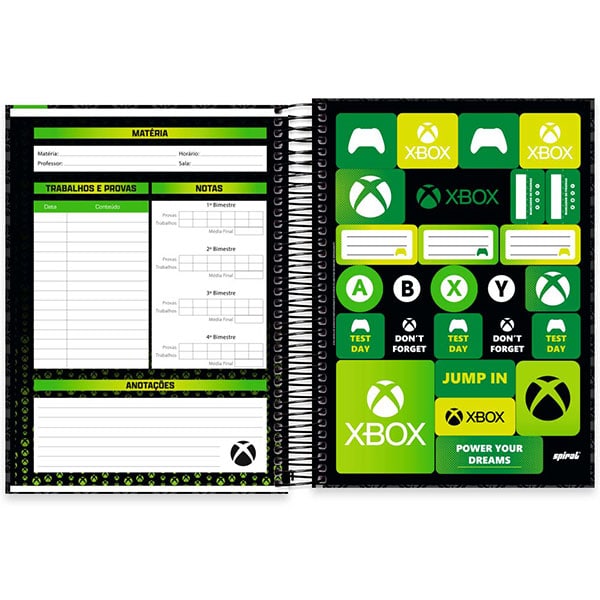 Caderno Universitário Capa Dura, 15 x 1, 240 Folhas, Xbox, 2526356, Spiral Xbox - PT 1 UN