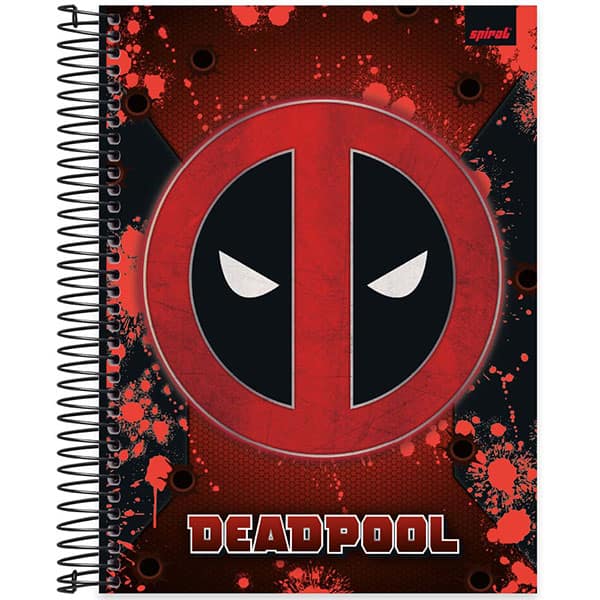 Caderno Universitário Capa Dura, 20 x 1, 320 Folhas, Deadpool, 2526370, Spiral Dea - PT 1 UN