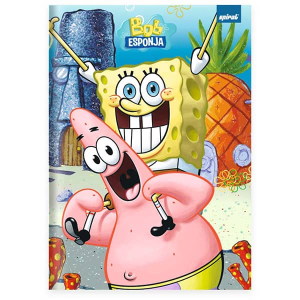 Caderno Univ.C.D. Costurado 80fls Bob Esponja 2526486 Spiral Bob PT 1 UN