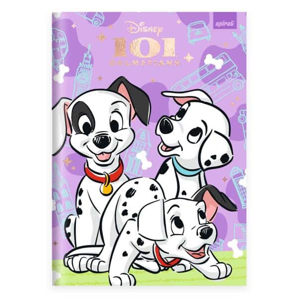 Caderno Universitário Capa Dura Brochura Costurado 80 Folhas Disney Clássicos 101 Dálmatas Spiral - PT 1 UN