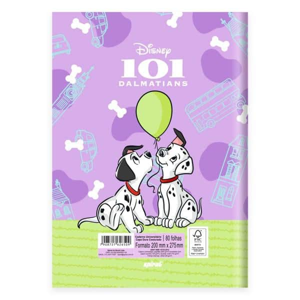 Caderno Universitário Capa Dura 1x1 80 Folhas Disney Clássicos 101 Dálmatas Spiral - PT 1 UN