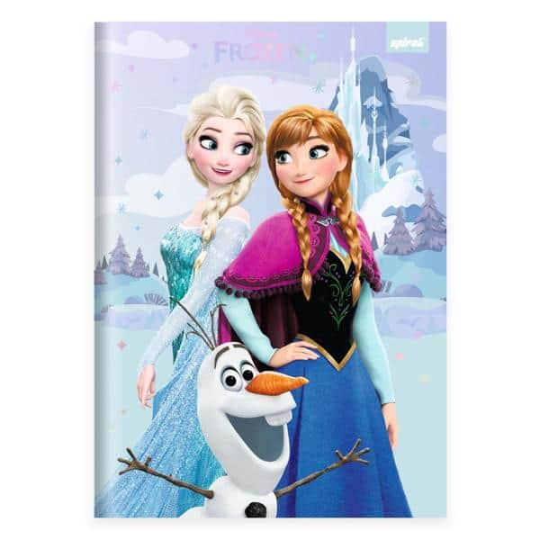 Caderno Universitário Capa Dura Brochura Costurado 80 Folhas Frozen Disney Spiral - PT 1 UN