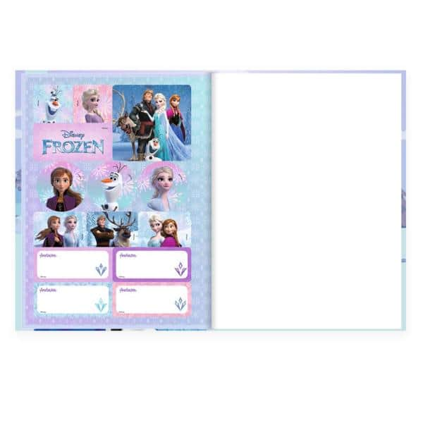 Caderno Universitário Capa Dura Brochura Costurado 80 Folhas Frozen Disney Spiral - PT 1 UN