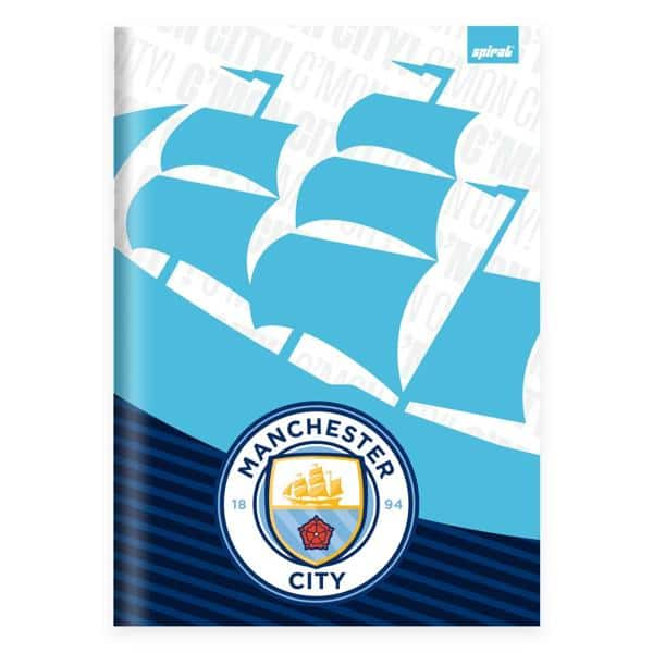 Caderno Universitário Capa Dura Brochura Costurado 80 Folhas Manchester City Spiral - PT 1 UN