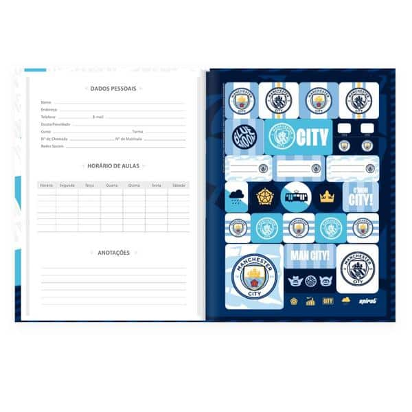 Caderno Univ.C.D. Costurado 80fls Manch. City 2526561 Spiral Mc PT 1 UN