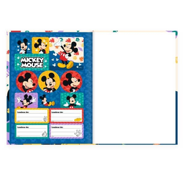 Caderno Universitário Capa Dura Brochura Costurado 80 Folhas Mickey Disney Clássico Spiral - PT 1 UN