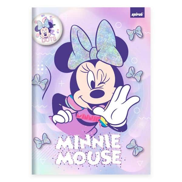 Caderno Universitário Capa Dura Brochura Costurado 80 Folhas Minnie Disney Clássico Spiral - PT 1 UN