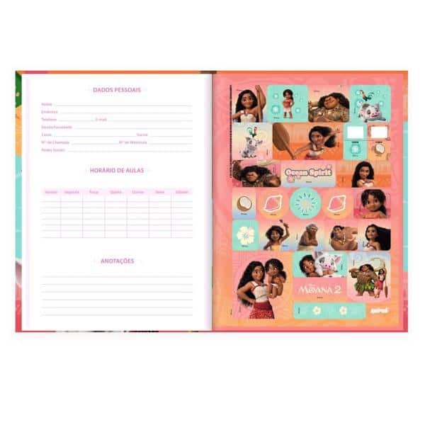 Caderno Univ.C.D. Costurado 80fls Moana 2526608 Spiral Moa PT 1 UN