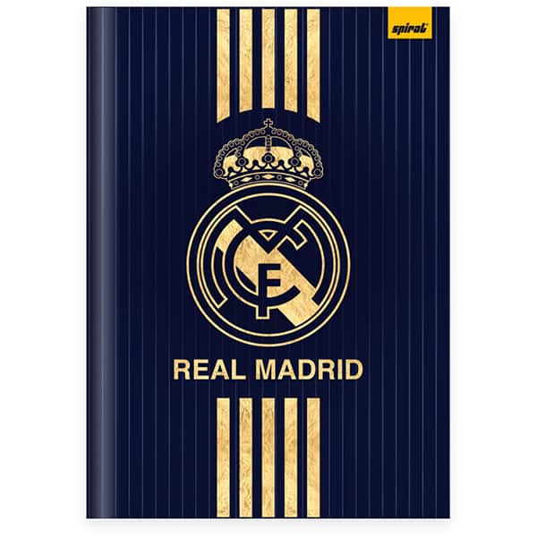 Caderno Universitário Capa Dura Brochura Costurado 80 Folhas Real Madrid Spiral - PT 1 UN