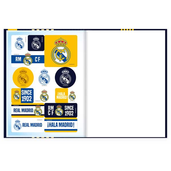 Caderno Universitário Capa Dura Brochura Costurado 80 Folhas Real Madrid Spiral - PT 1 UN