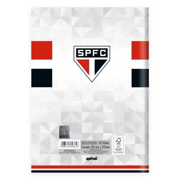 Caderno Univ.C.D. Costurado 80fls São Paulo 2526646 Spiral SPFC PT 1 UN