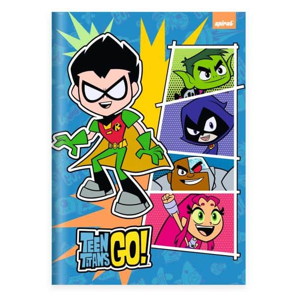 Caderno Universitário Capa Dura Brochura Costurado 80 Folhas Titans Go Spiral - PT 1 UN